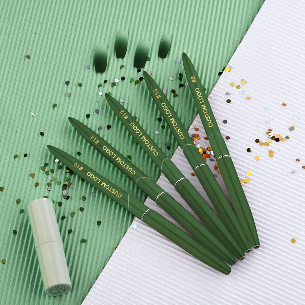 2022  Nail Brush Professional Manufacturer Christmas Tree Green  Handle Acrylic Nail Brush 3d Brush Acrylic Nail Kolinsky 100%