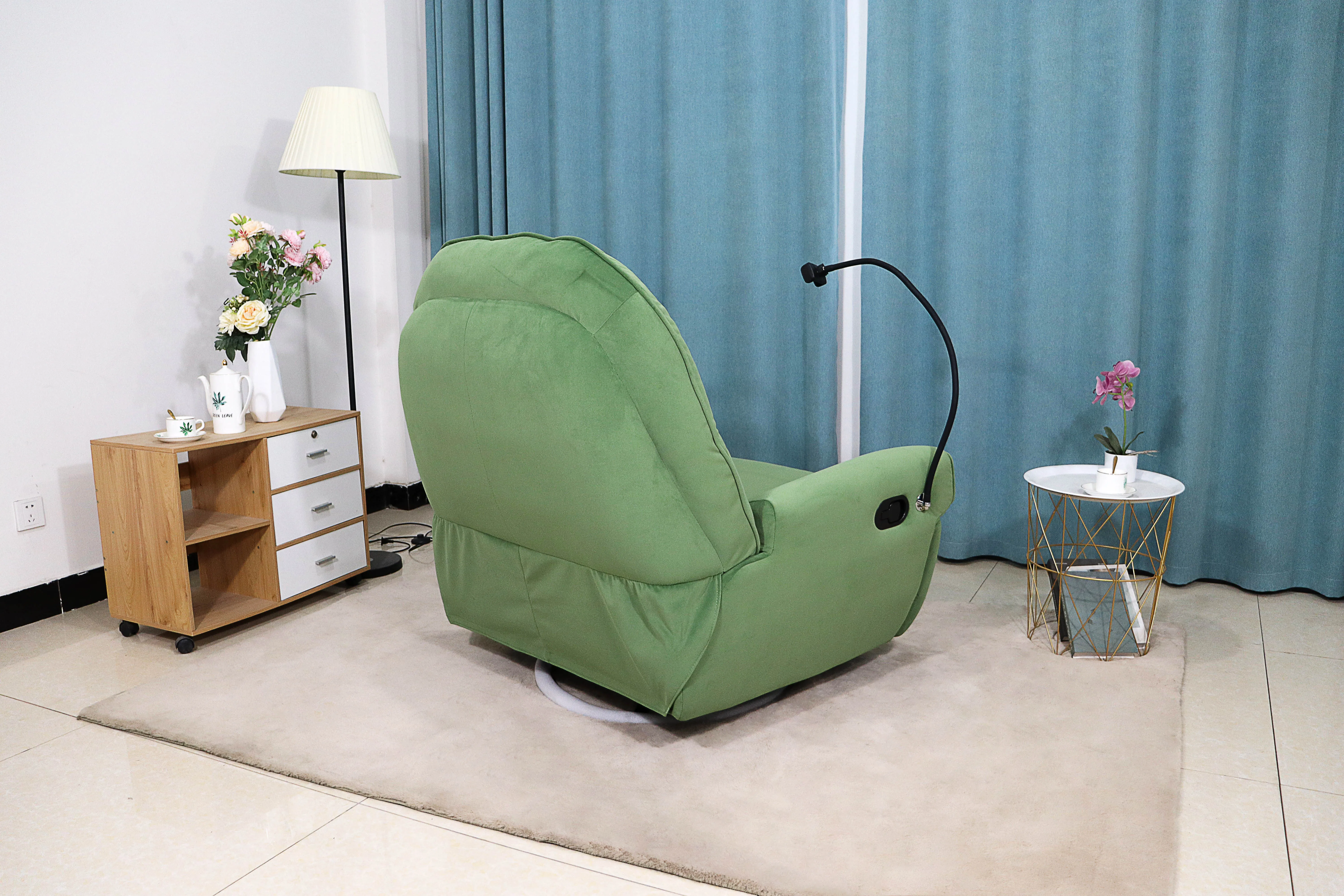 MEIMIN New Fabric Function  Modern Leisure Swivel Rocking Recliner Chair Sofa with Phone Holder