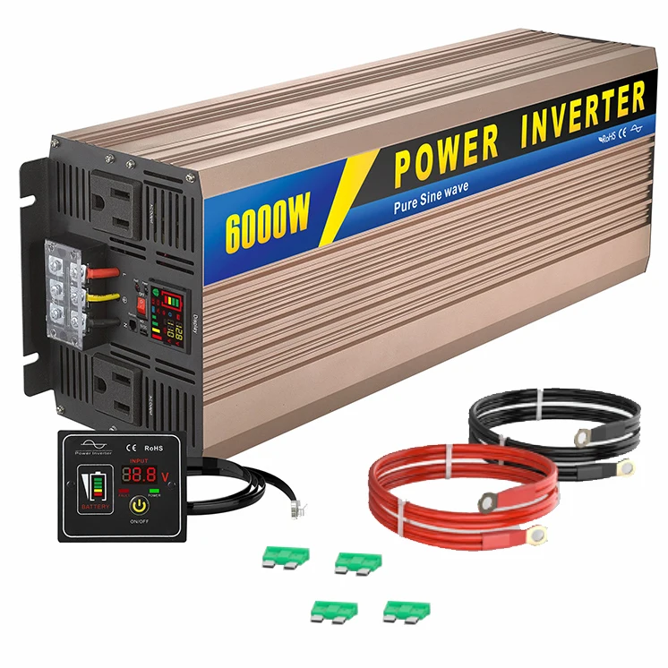 competitive price 6000w 6kw 6kva 6000 w 6 kw 6000 watt 12v 24v 48v to 110V 220v 60HZ solar car pure sine wave power inverter