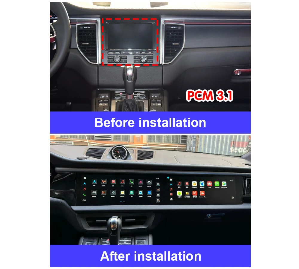Krando 24.6' Dual Screen Android Car Radio For Porsche Macan 2014 - 2017 Automotive Navigation GPS Carplay Head Unit Monitor