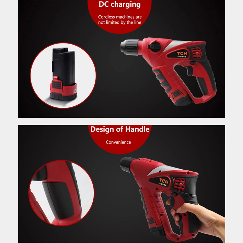 NEWONE 12V lithium battery electric hammer impact electric drill dual purpose screwdriver high torque screwdriver home wireless