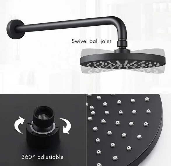 Настенное крепление для отеля одноуровневый матовый черный комплект душа с грубым клапаном