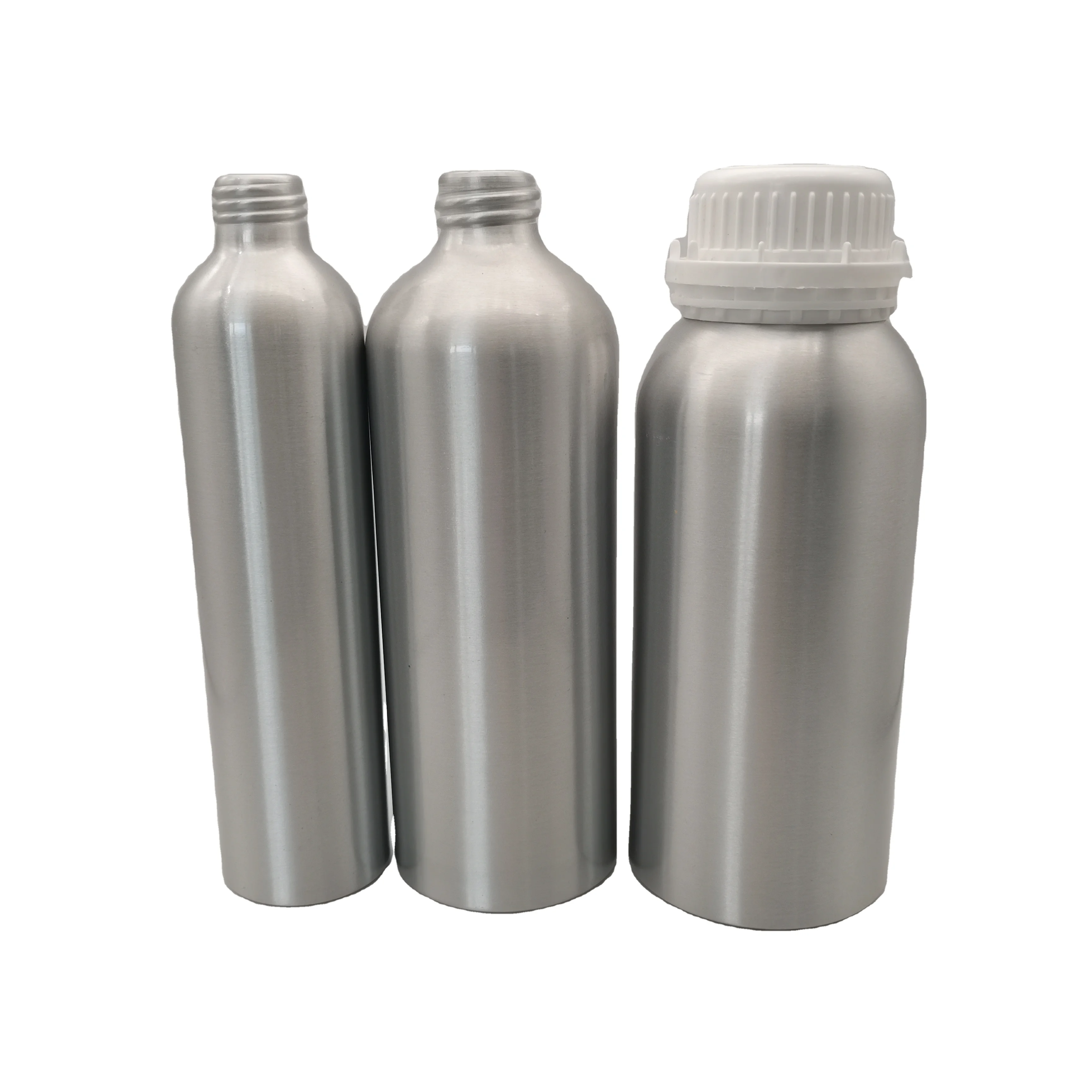 40-250ml spiral round silver aluminum bottle can be equipped with aluminum cap plastic cap spray head