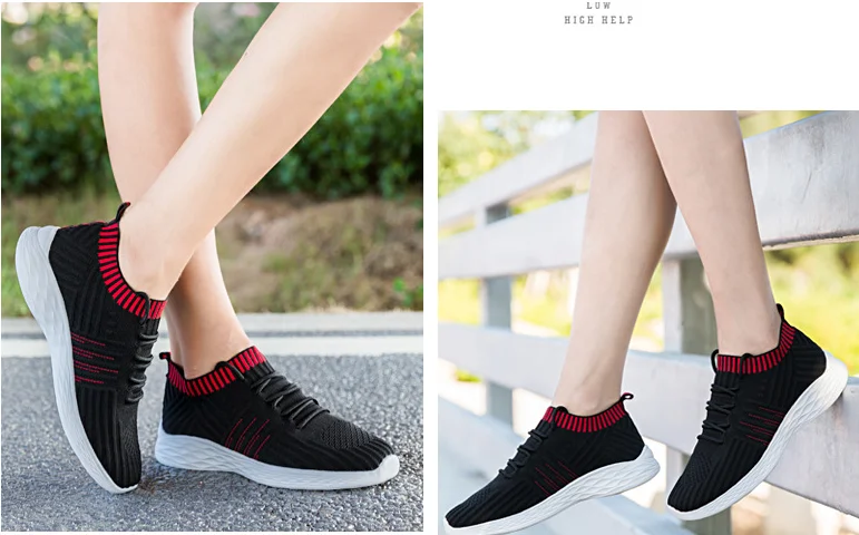 Fashionable Women Sock Shoes Sneakers Shoes Women Custom Slip On Red Shake Walking On Sequins Shoes