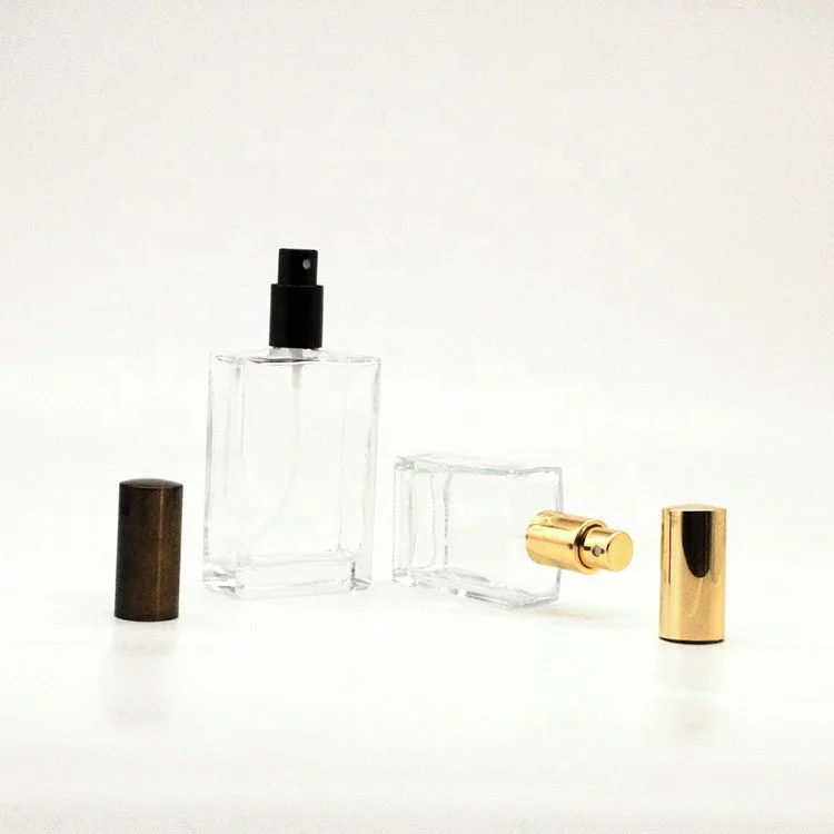
Best Price 10ml 30ml 50ml 100ml Exquisite Flat Square Perfume Clear Glass Bottle With Sprayer Cap 