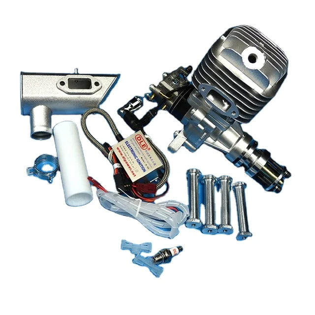 DLE55 55CC GAS Engine for RC Airplane Fixed Wing Model Single Stroke Two Exhaust Wind Cold Hands Start After