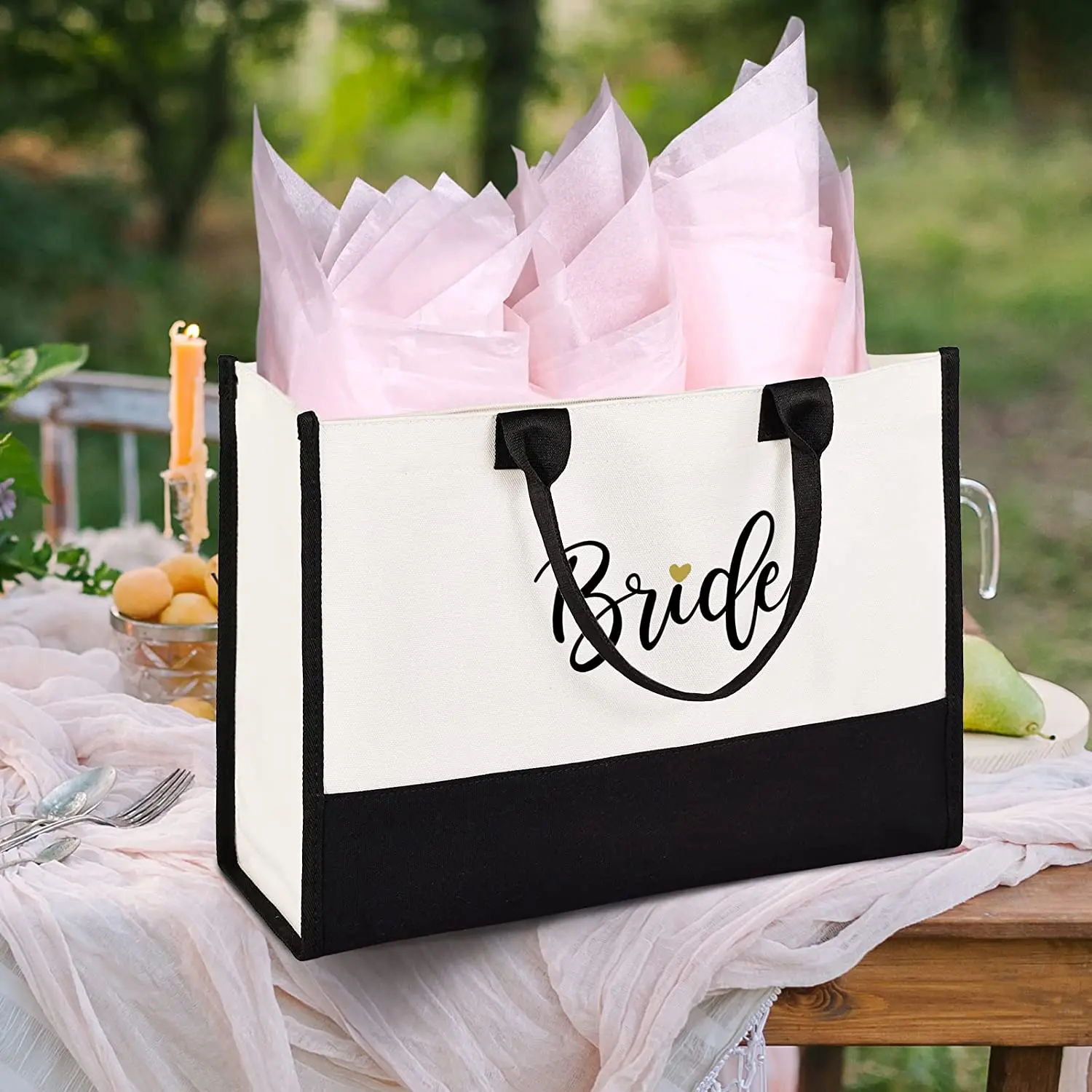 Custom Logo Canvas Cotton Bridesmaid Monogrammded Gift Beach Grocery Women Shopping Tote Bag