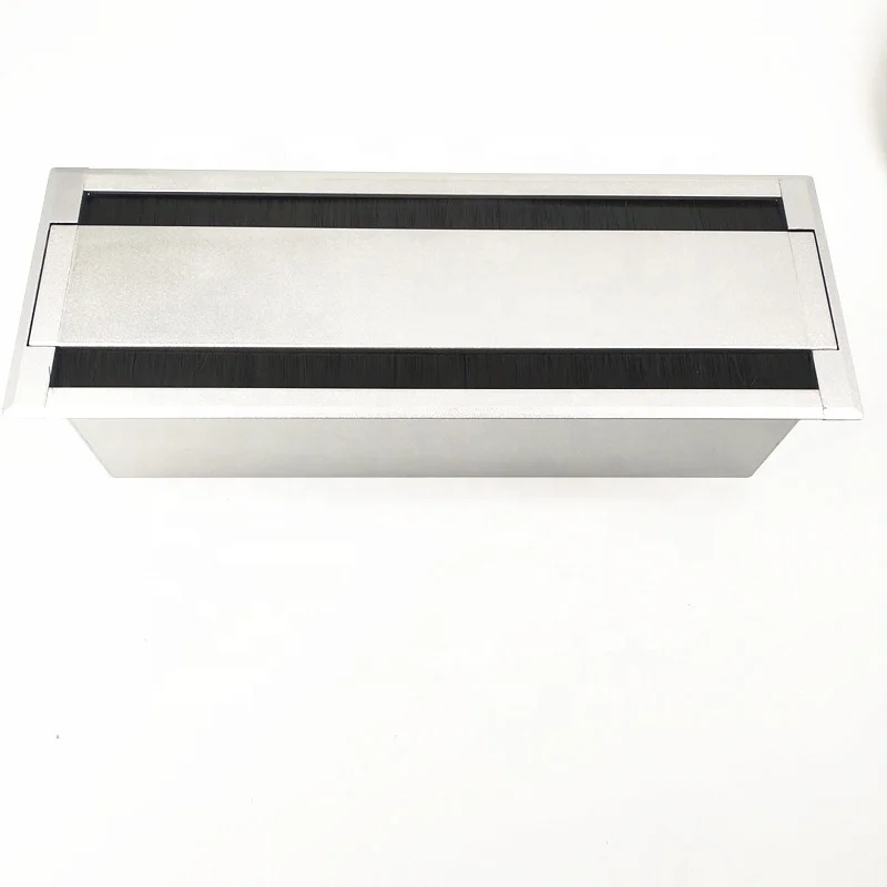Double Open Office Desk Wire Cable Furniture Power Grommet Box Aluminum Alloy with Wall Socket Hole / Office