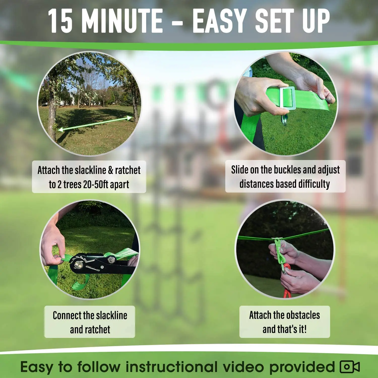 36,40,45,50,56 Feet Ninja Slackline Monkey Bar Ninja Warrior Obstacle Course For Kids Slackline