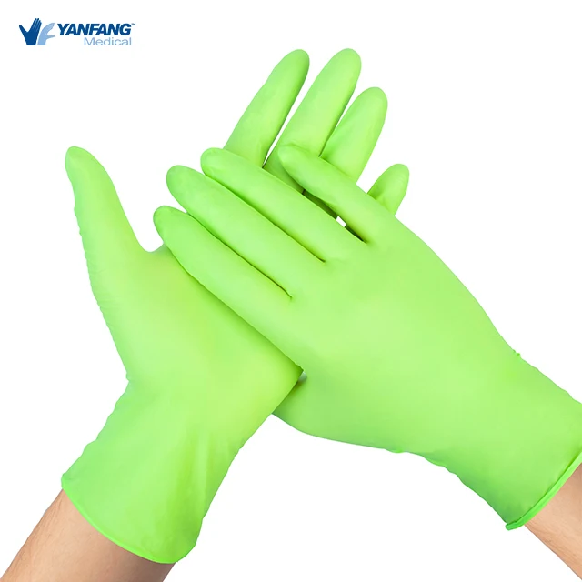 Green Nitrile Household Rubber Cleaning Working Kitchen Branded Gloves