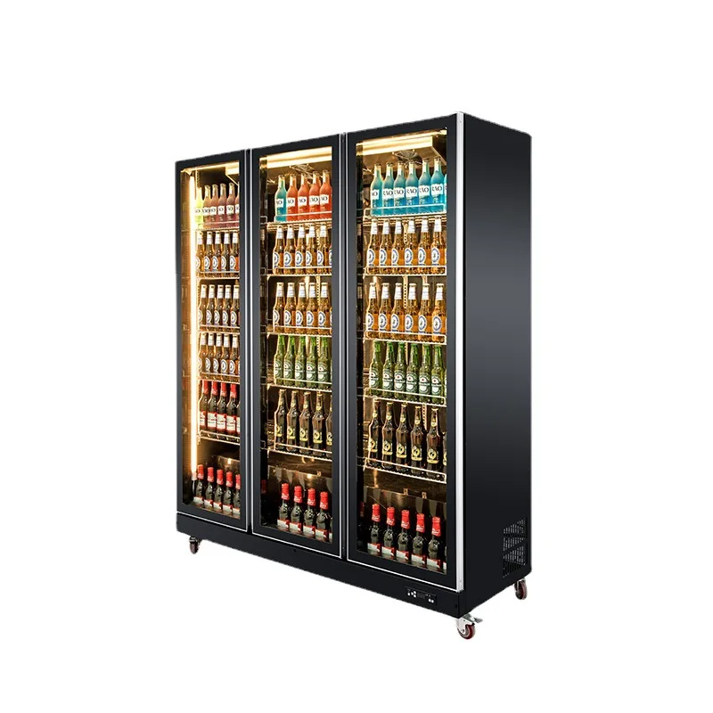 Top Freezer Refrigerators Supermarket Open Freezer Commercial Upright Double Glass Door Beverage Display Refrigerator