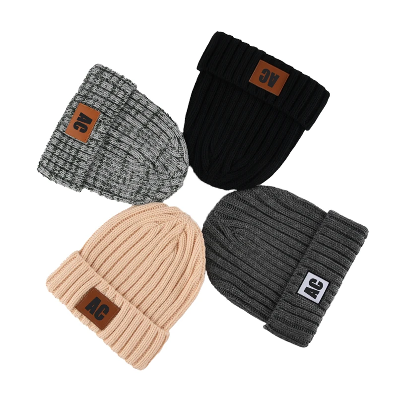 Fashion Customization Private Label Custom Patch Cuffed Knitted Hats Winter Unisex Beanie Hat