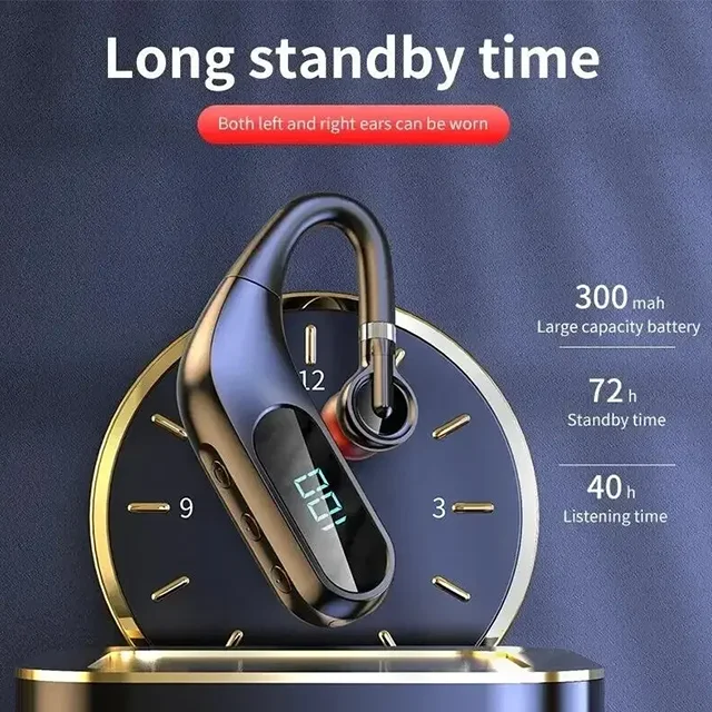 Wholesale TWS Headphone Hanging Ear Business Earphone HD Sound Wireless Sports Open Ear Over Headset With LED Display Earbud