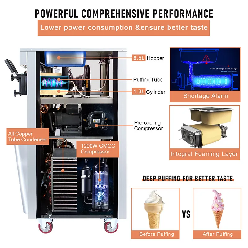 Three flavor table top soft serve ice cream making machine maquina para helados commercial ice cream bar machine