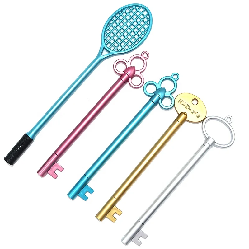 Creative student stationery gel pen golden key shape neutral pen Tennis racket gel pen