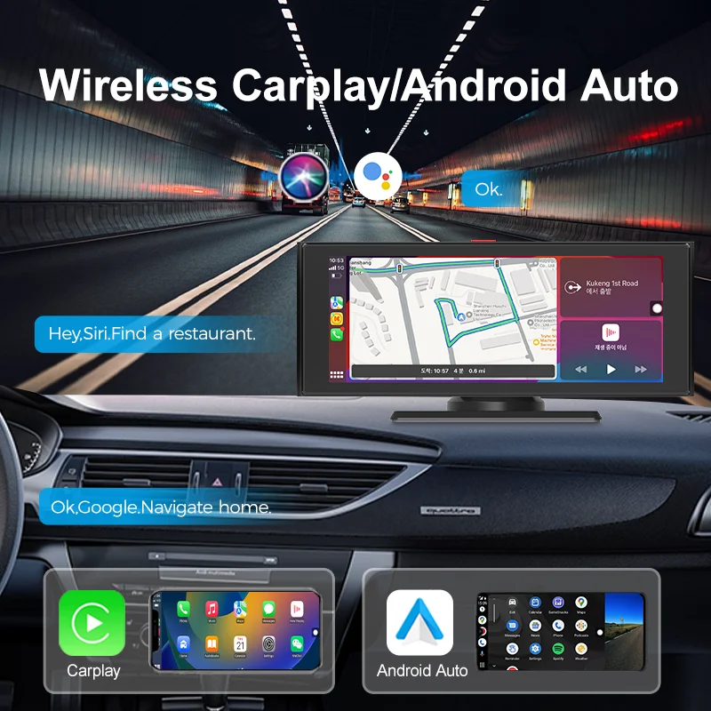 Maustor 7 Inch Portable Car Radio Stereo Touch Screen Mobile Phone Wireless Carplay Android Auto Wifi BT Car MP5 Player