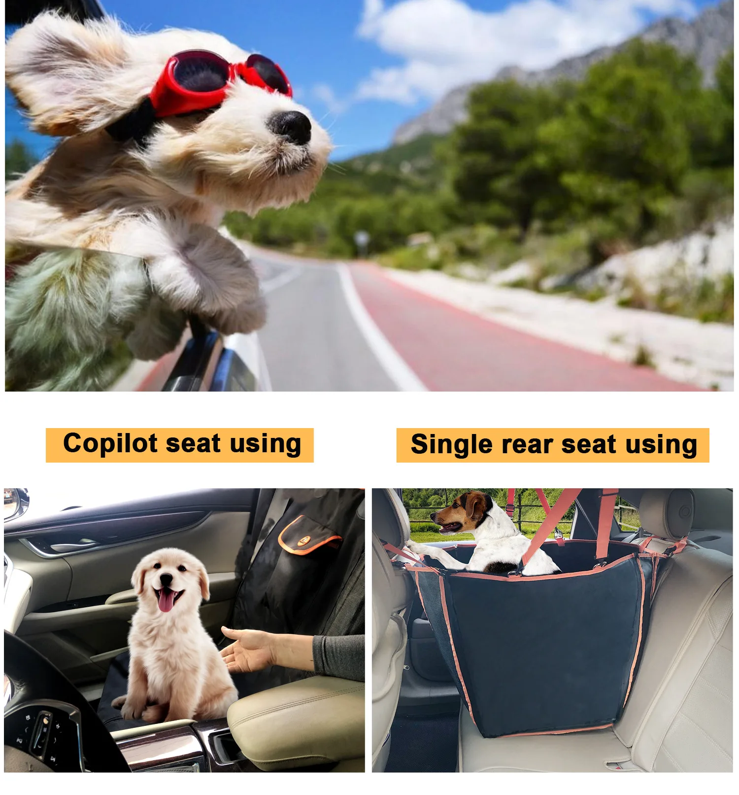 HANDOU Pet Waterproof Water Resistant Extra durable YKK zipper Hammock Dog Car Seat Cover for Back Seat with Window