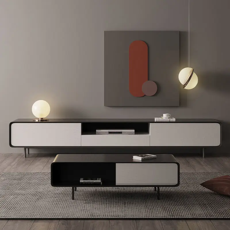 Wholesale Tea Table Modern TV Stand Cabinet Floor Standing TV Unit Wooden TV Bench With Iron Legs For Living Home Furniture