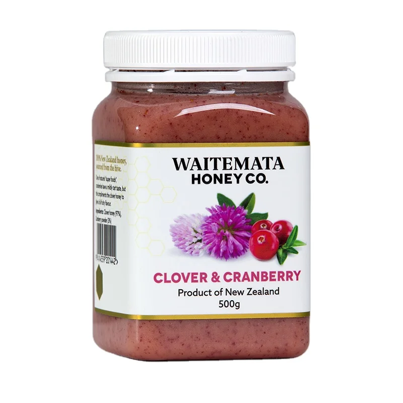 Pure Natural Bee Fruit Bulk Honey 500g Clover New Zealand Honey with Cranberry Container Food Packaging