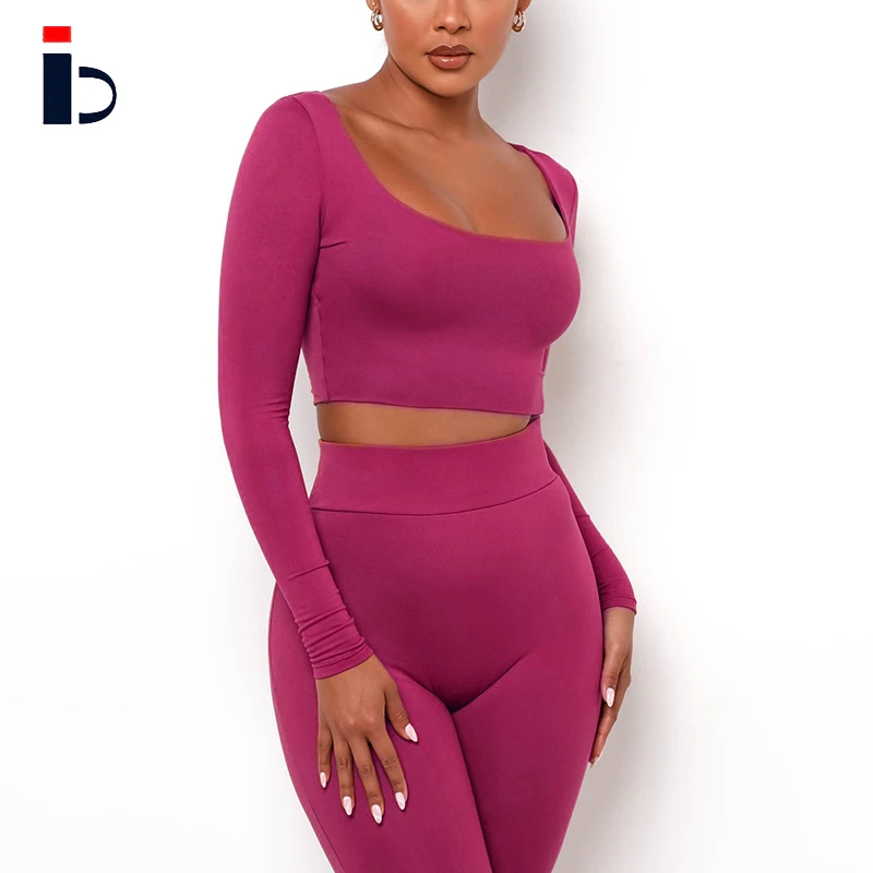 Wholesale Workout Clothing Yoga Wear Crop Top Custom Logo Ladies T Shirt Long Sleeves Sexy Luxury T Shirts For Women Tops