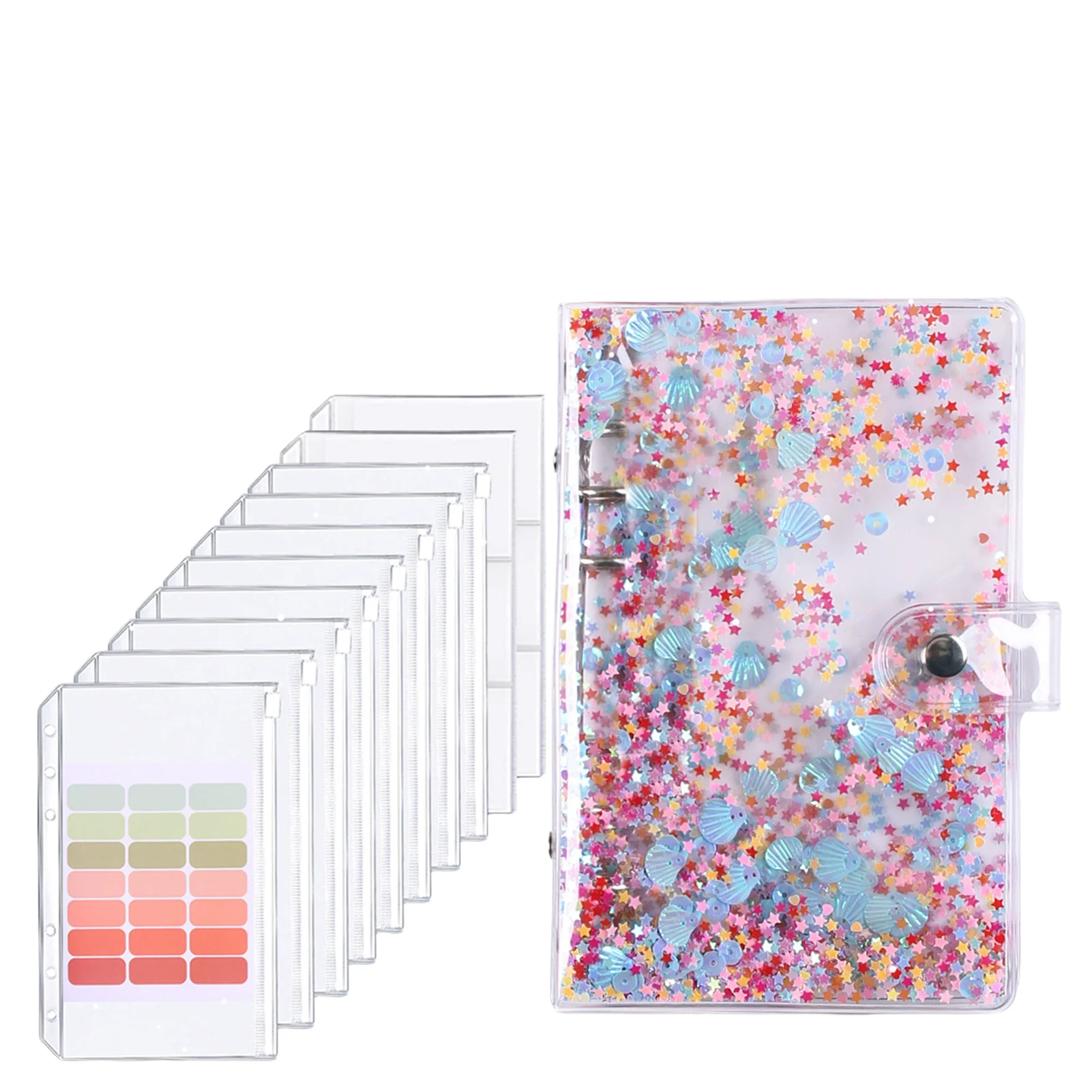 Elegent PVC 6 Ring Clear Cash Card Organizer Planner Luxury Loose Leaf Notebook A6 Budget Binder Manufacturer