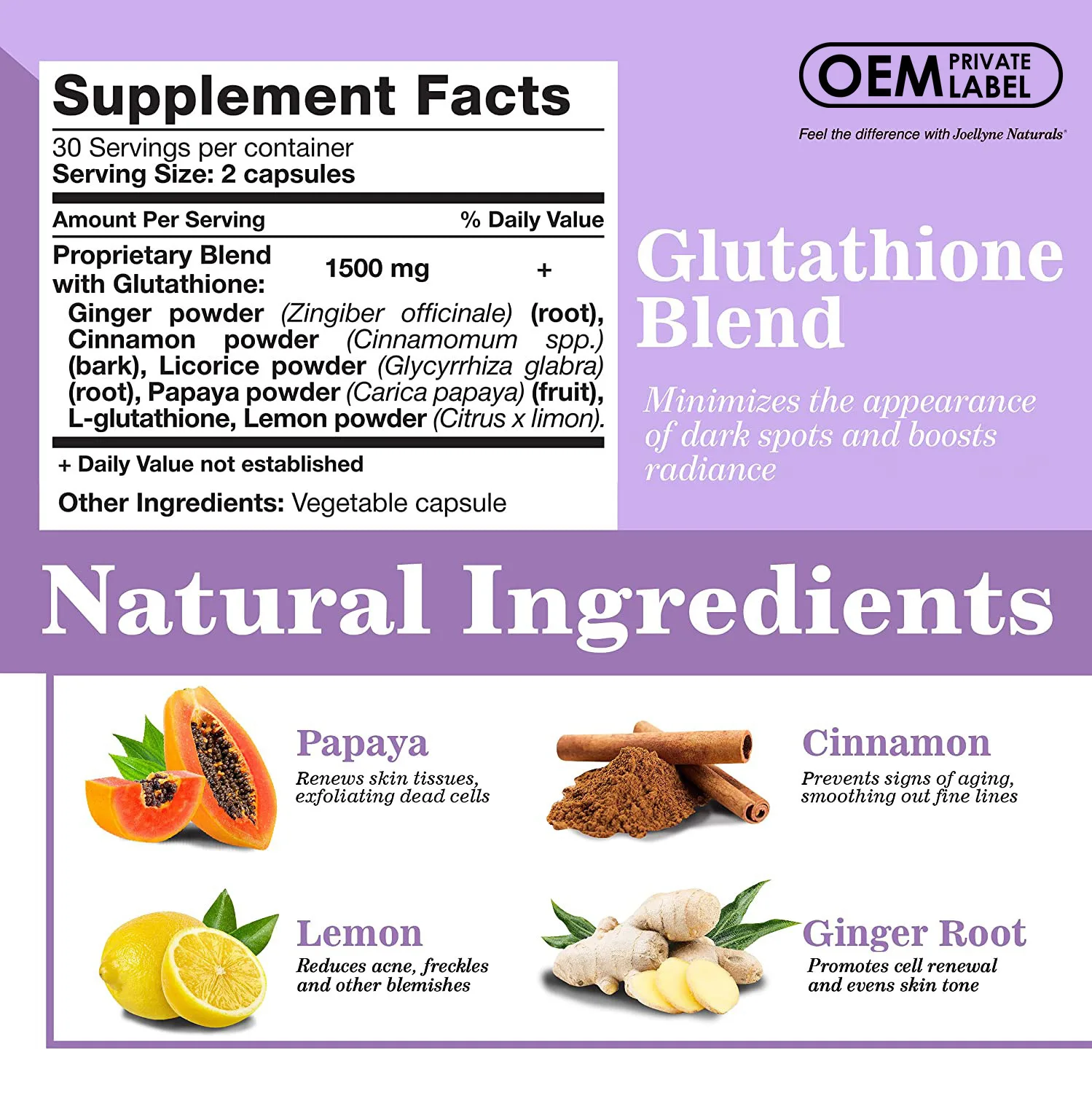 OEM  High-Quality High-Dose Glutathione Collagen1500mg Vitamin C Whitening Capsules