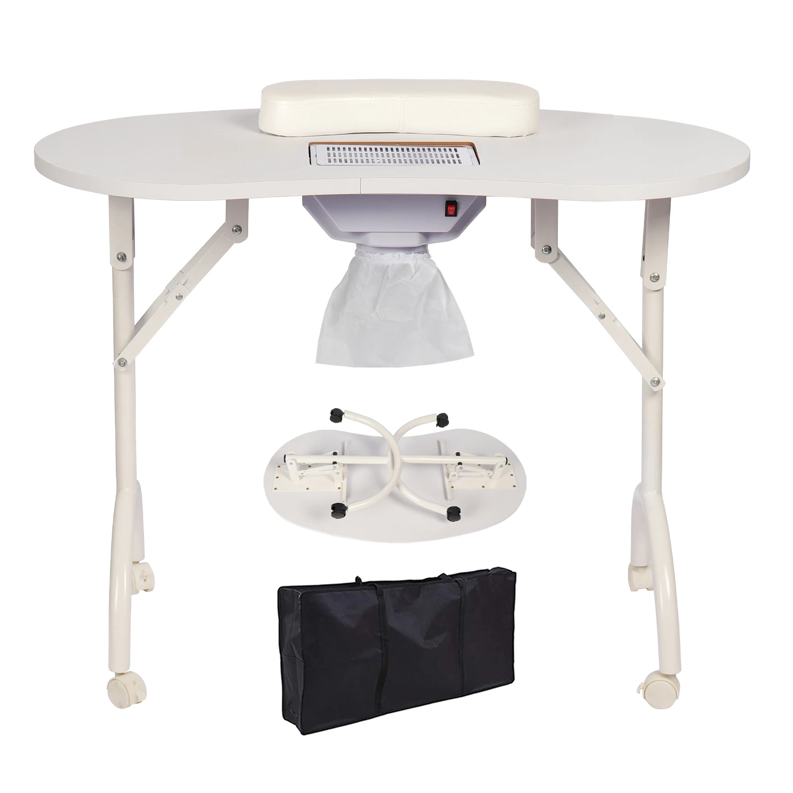 Nail Salon Table with Dust Collector Fan Portable Manicure Table