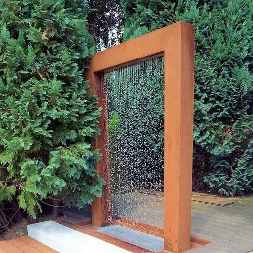 Decorative outdoor water fountains corten steel water curtain outdoor