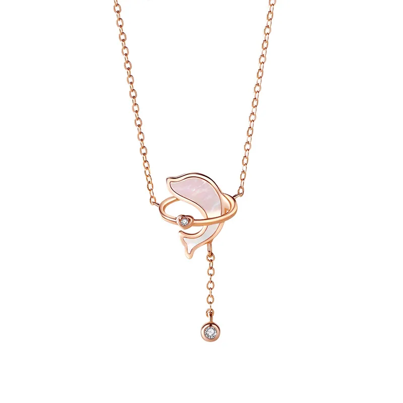 925 Sterling Silver Dolphin Necklace for Women Fashion Design Light Luxury Sterling Silver Animal Pendant Jewelry Necklace