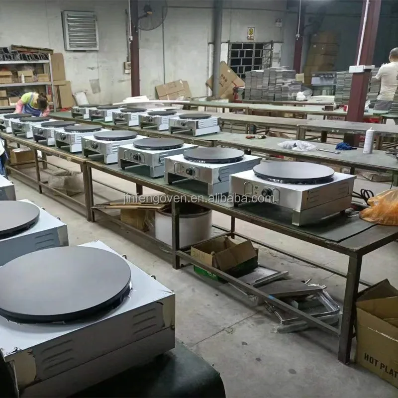Restaurant equipment LPG gas double head crepe maker machine / crepe making machine
