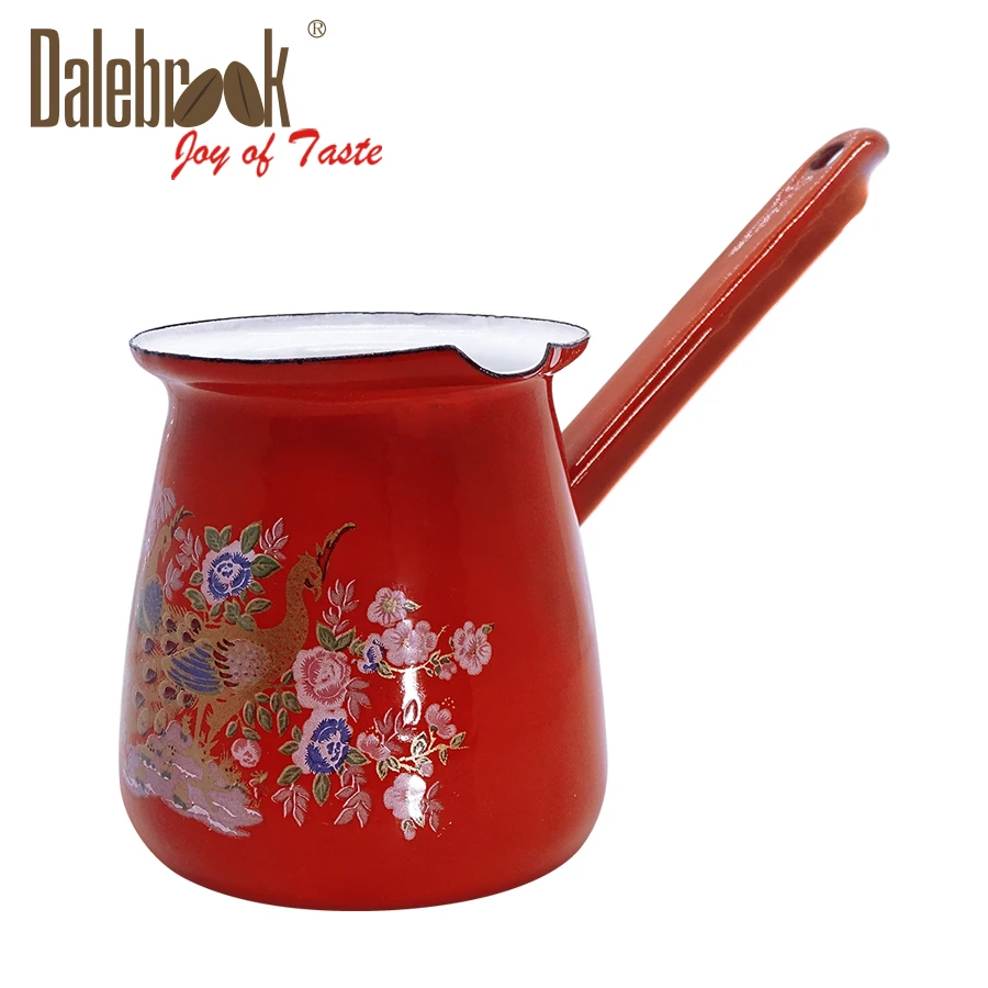 Dalebrook 3pcs Turkish Arabic Greek Enamel Ceramic Cookware Coffee Mug Warmer Coffee Pot Milk Pan Cup Set