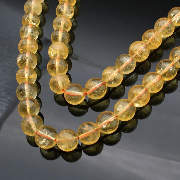 High Quality Round Citrine Beads Lemon Rock Crystal Gemstone Loose beads Citrine Stone for Jewelry Bracelet Necklace Making