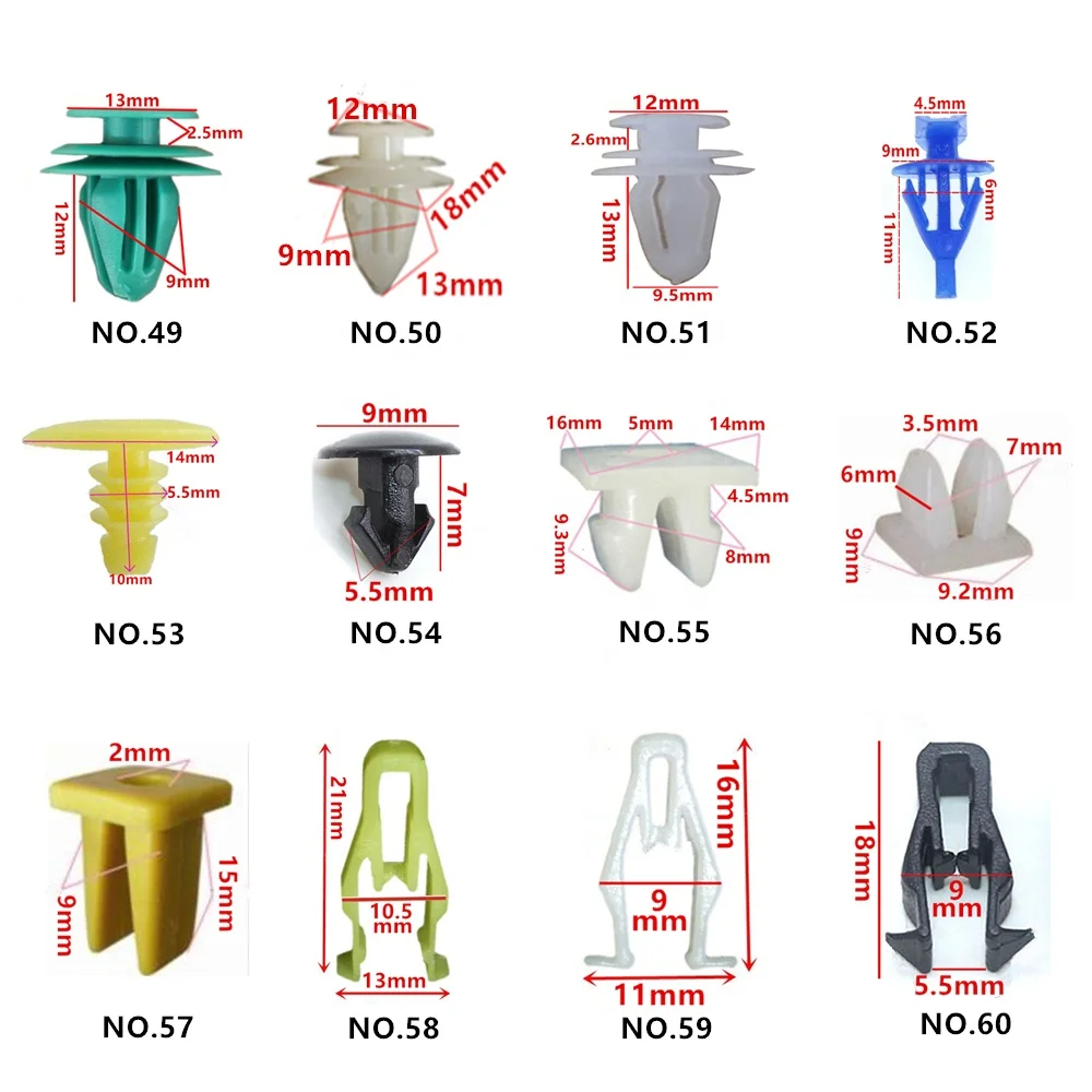 High Quality 60 Kinds Car Trim Clips Small Plastic Auto Fasteners Clip For Car Bumper/Door Panel