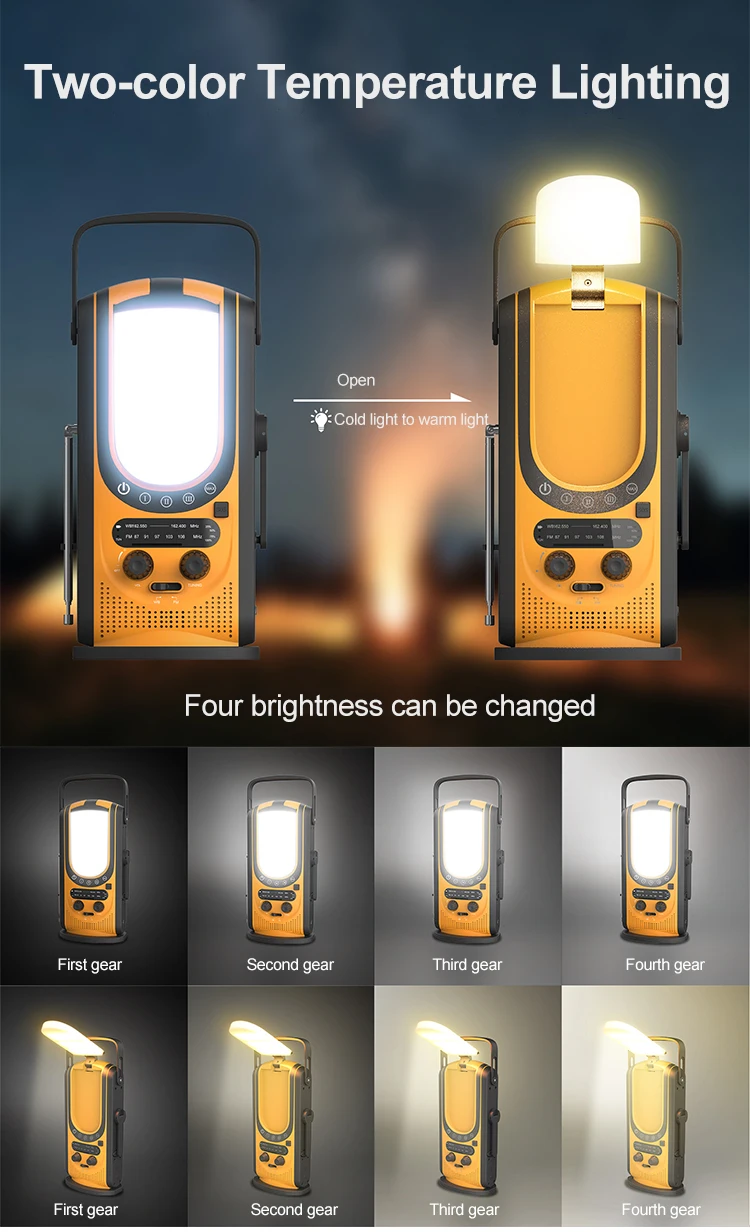 Qibu Multi-function FM Radio Camping Tent Lantern Portable Outdoor Emergency Lamp Led Lights Solar Rechargeable Power Bank