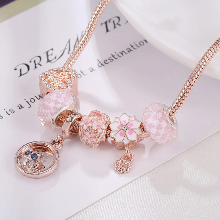 Fashion Bulk Jewelry Designer Charms for DIY Bracelets & Bangles Rose Gold Charm Bracelet Women Jewelry