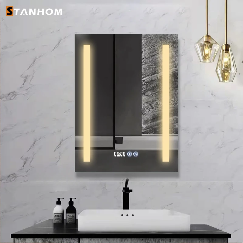 STANHOM Wall Mounting Automatic Anti-Fog Illuminated Blue-tooth Mirror with LED Light