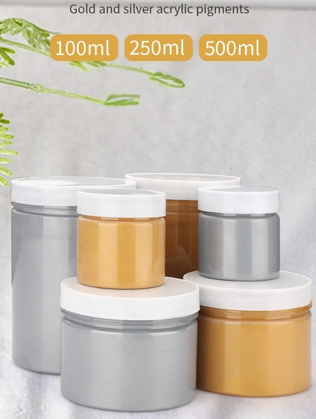 Gold Silver Color 500ml Acrylic Paint Cans Package Waterproof DIY Plaster Doll Paint