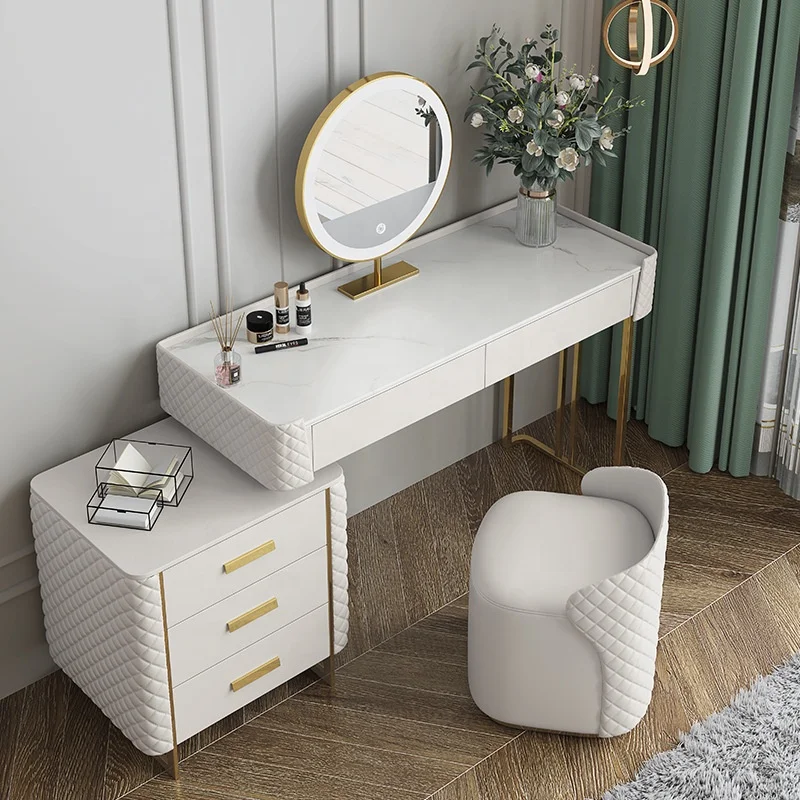 Luxury high end wooden  Dressing Room Cabinet With Mirror dresser table set furniture
