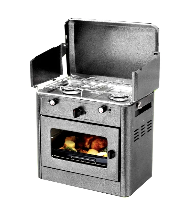 Hot Sale Luxury Portable Outdoor Camping 2 Burner BBQ Gas Oven With Stove Garden Gas Cooker For Barbecue