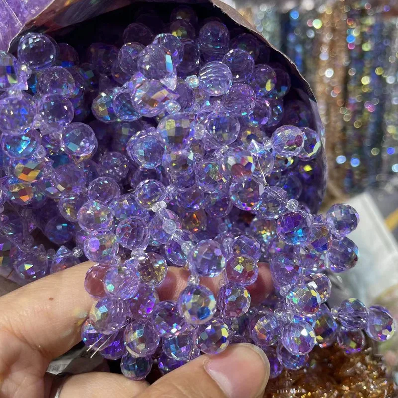 Pujiang Transverse Hole Water Drop Crystal Glass Bracelet Strawberry Glass Beads Diy Accessories Clothes Accessories Loose Beads