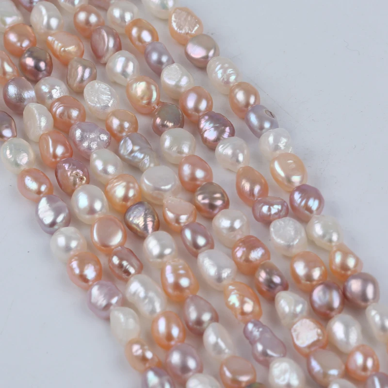 Zhuji 6-7mm White Pink Purple Natural Freshwater Baroque Shape Pearl Stand For Sale