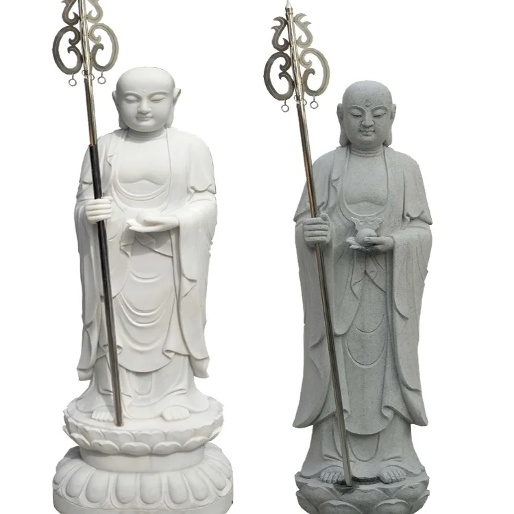 Белая мраморная статуя бодхисаттвы Ksitigarbha, каменная буддийская скульптура в натуральную величину