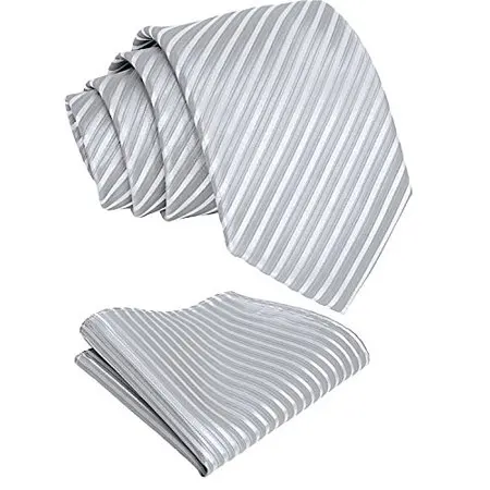 classic dark green and black striped silk neck tie and pocket square set with  quality qssurance