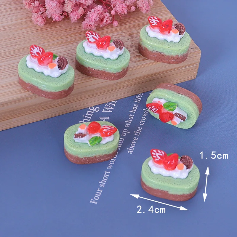 Miniature simulation food play rose fruit cake dessert cream glue diy jewelry resin refrigerator sticker toys blind bags