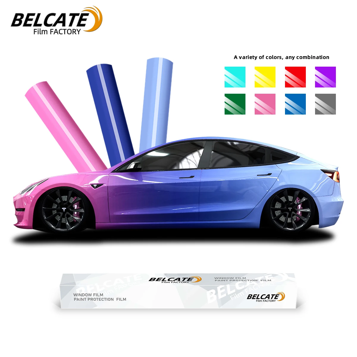 Wholesale 2024 High Quality PET Selfadhesive Gloss Black Color Change Self Healing Full Body Wrap Vinyl Roll Film For Car