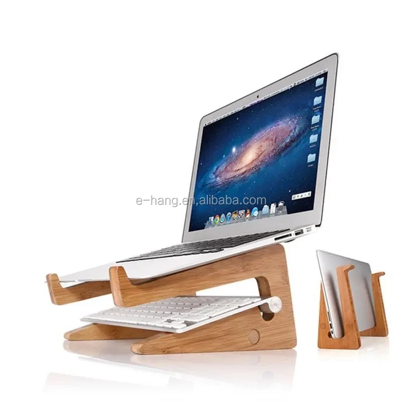 
2021 New Design Bamboo Laptop Stand Wood Desk Cooling Laptop Stand Holder For Notebook Laptop Tablet PC 230*194*114MM 
