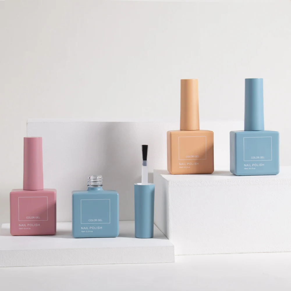 10 ml custom empty square nail polish bottle with brush UV gel color nail polish bottle