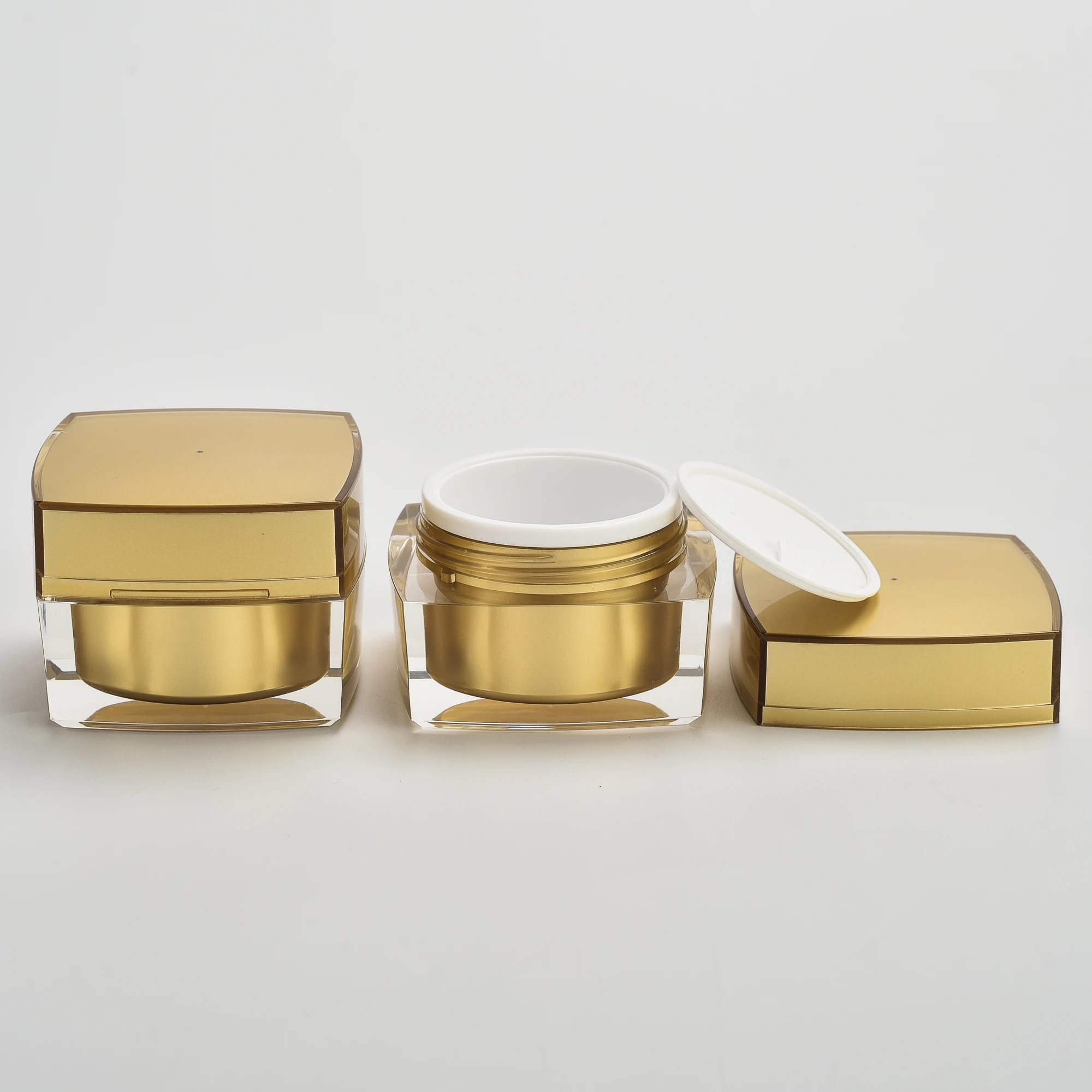 UU package 15g 30g 50g Cosmetic square shape amber black acrylic jar container / Elegant empty cream jars with black lid