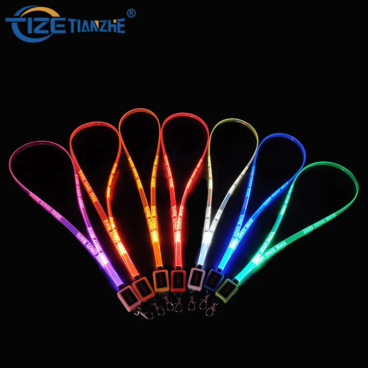 
2021 TIZE Led Flashing Light Up Color Changing Custom Glow In The Dark Lanyard 