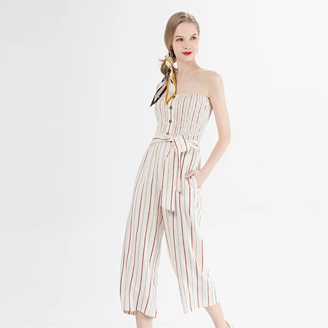 Женский слитный комбинезон без бретелек, повседневный Облегающий комбинезон с поясом и принтом в уличном стиле, лето 2021